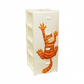 Комод Альт Деко - Кот, 4 секции (Idea, М 2805_Кот)